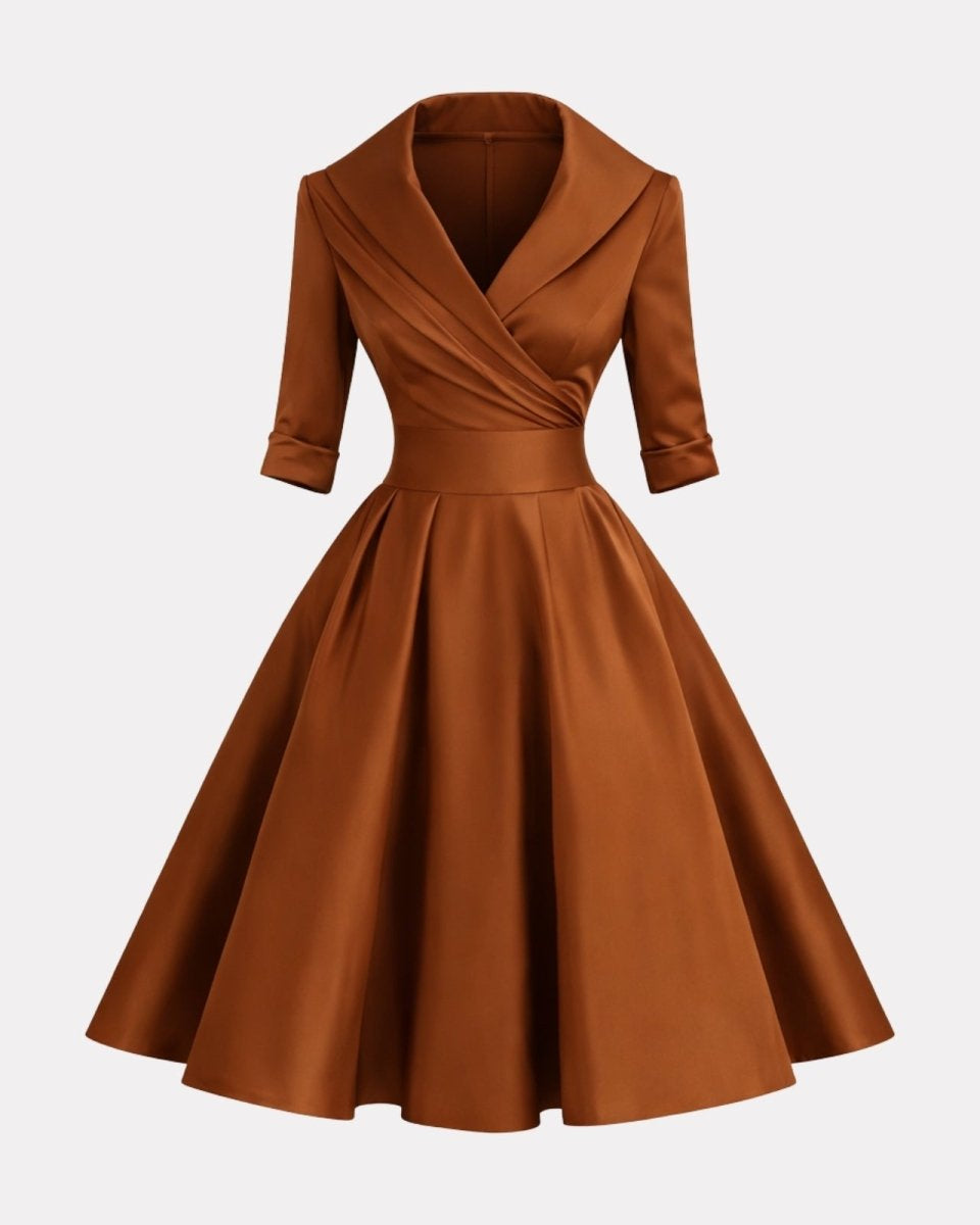 Brown dress with a collar on a white background